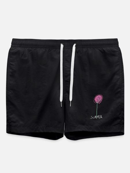 Abstract Summer Crystal Flower Illustration - Swim Trunks - black