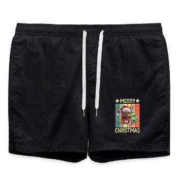 Chien Bouledogue Français Noël - Short de bain - noir - Devant - AI Model Male 185 light (185cm)