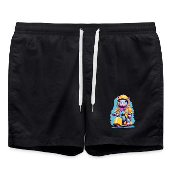 Sweet Hippopotamus - Swim Trunks - black - Front - AI Model Male 185 light (185cm)