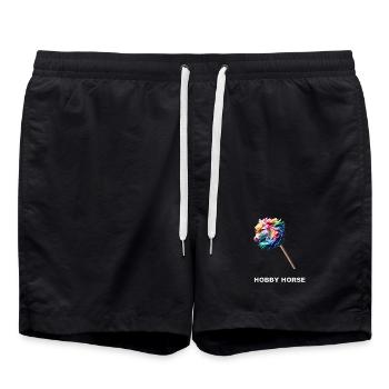 Buntes Hobby Horse Horsing - Badeshorts - Schwarz - Vorne - AI Model Male 185 light (185cm)