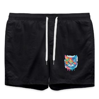 Niedliche Katze - Badeshorts - Schwarz - Vorne - AI Model Male 185 light (185cm)