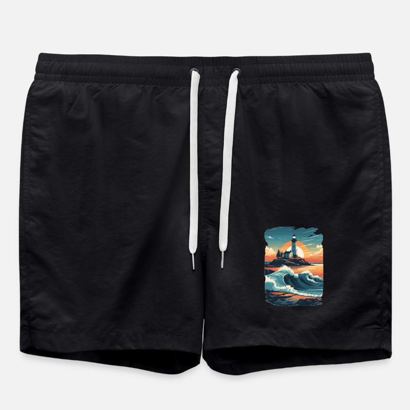 Leuchtturm - Badeshorts - Schwarz