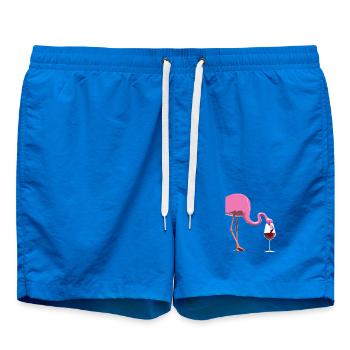 Flamant rose avec verre à vin - Short de bain - cobalt blue - Devant