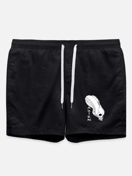 White Alien Skull - Swim Trunks - black