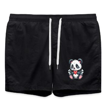 Panda mit Herz - Badeshorts - Schwarz - Vorne - AI Model Male 185 light (185cm)