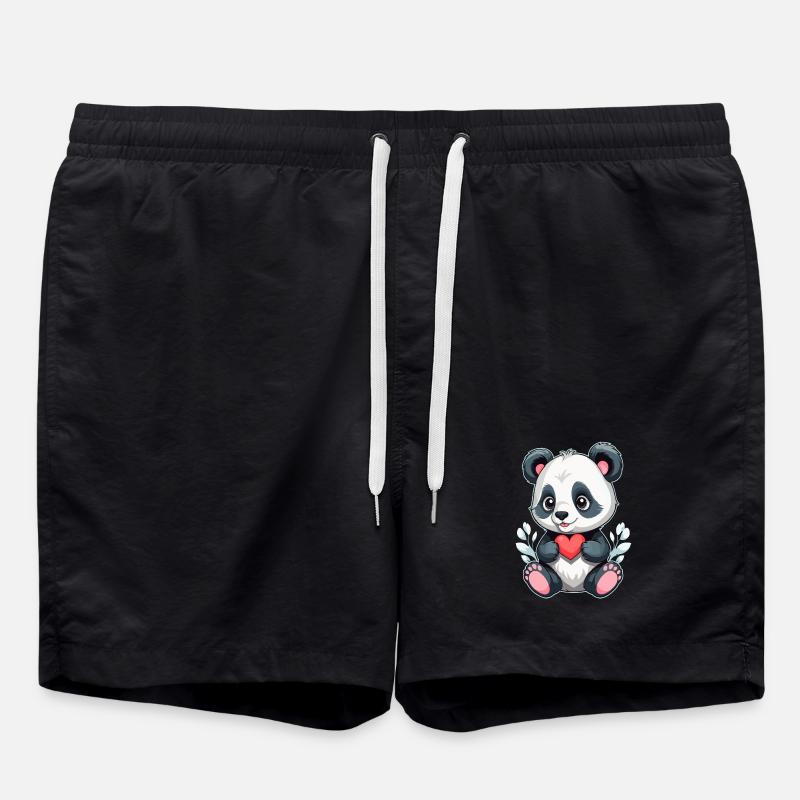 Panda avec cœur - Short de bain - noir