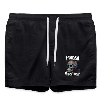 Poweat Streetwear Skull - Swim Trunks - black - Front - AI Model Male 185 light (185cm)