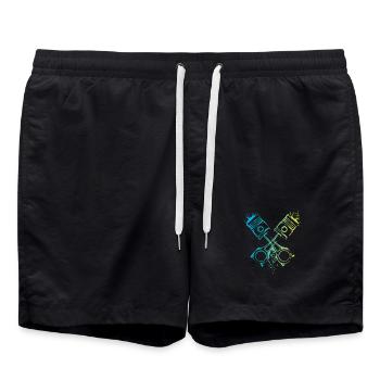 V8 Piston Voiture Flammes Muscle Car Couleurs Logo - Short de bain - noir - Devant - AI Model Male 185 light (185cm)