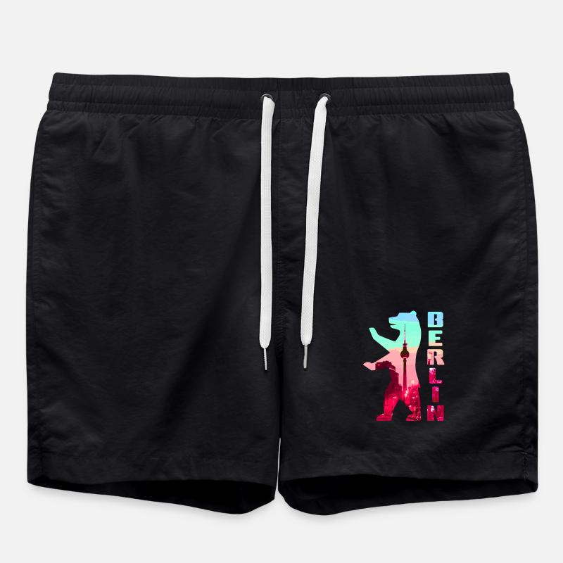 Silhouette de néon d’ours de Berlin - Short de bain - noir