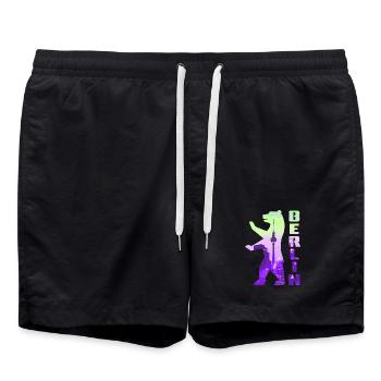 Berlin Bär gefüllt mit Skyline Fernsehturm - Badeshorts - Schwarz - Vorne - AI Model Male 185 light (185cm)