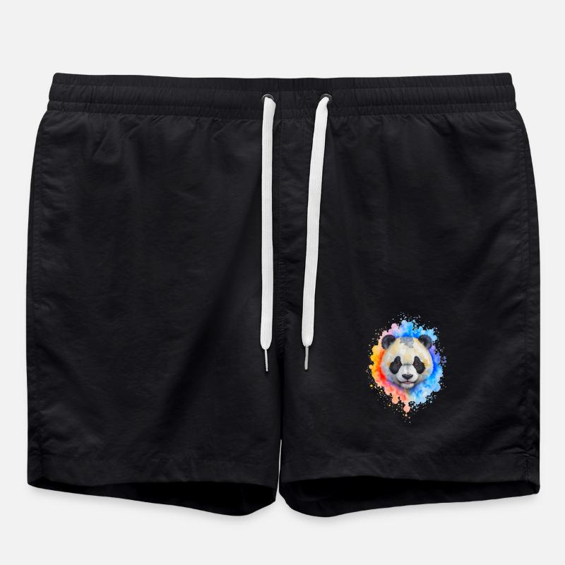 Wasserfarben Panda Splash - Badeshorts - Schwarz