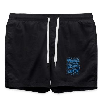 PHYSICS: WHERE EVEN THE VACUUM HAS ENERGY! - Swim Trunks - black - Front - AI Model Male 185 light (185cm)