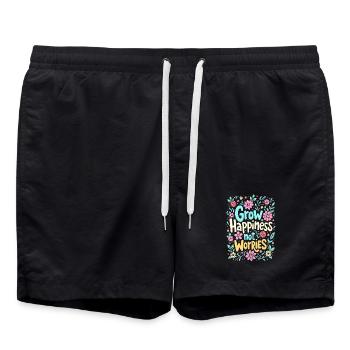 GROW HAPPINESS, NOT WORRIES - Swim Trunks - black - Front - AI Model Male 185 light (185cm)