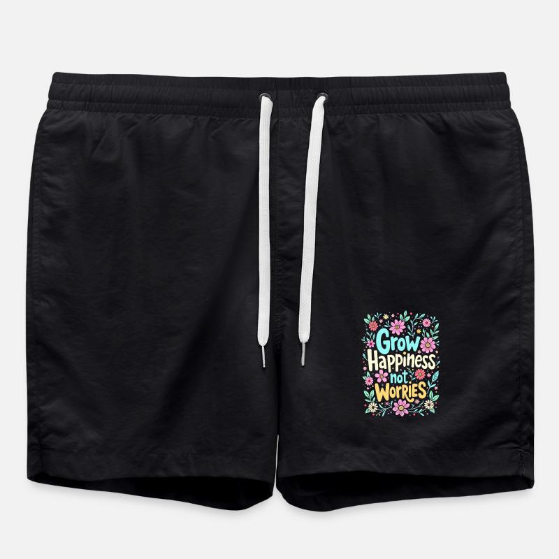 GROW HAPPINESS, NOT WORRIES - Swim Trunks - black