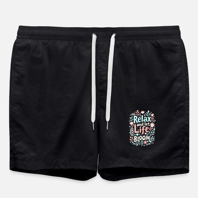 RELAX AND LET LIFE BLOOM - Swim Trunks - black