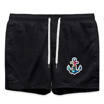 Ancre avec nœud polygone coloré - Short de bain - noir - Devant - AI Model Male 185 light (185cm)