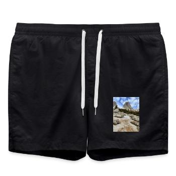 Snow-capped mountains - Swim Trunks - black - Front - AI Model Male 185 light (185cm)