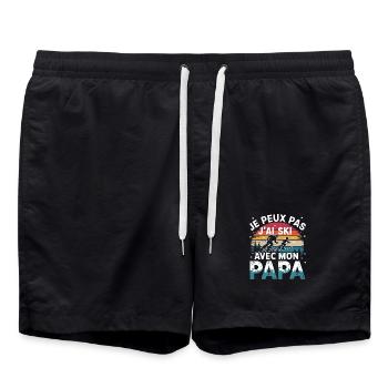 Je peux pas j'ai ski avec mon papa - Short de bain - noir - Devant - AI Model Male 185 light (185cm)