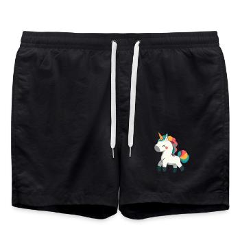 Mignon Fier Licorne Design - Art de dessin animé fantaisiste - Short de bain - noir - Devant - AI Model Male 185 light (185cm)