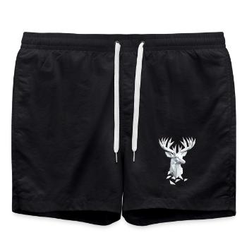 Tête de cerf géométrique – nature et élégance - Short de bain - noir - Devant - AI Model Male 185 light (185cm)