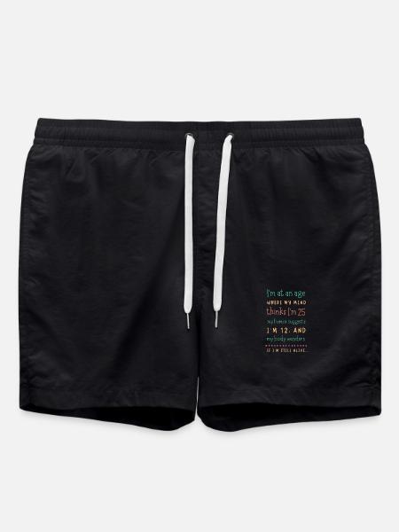 Esprit vieillissant, t-shirt humour juvénile - Short de bain - noir
