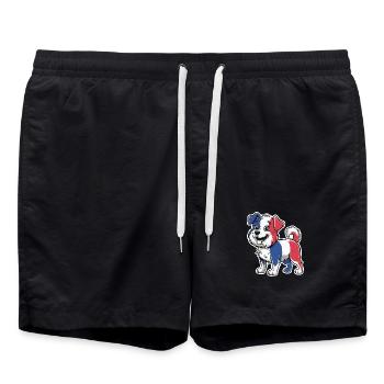 Chien aux couleurs du drapeau français 2026 - Short de bain - noir - Devant - AI Model Male 185 light (185cm)