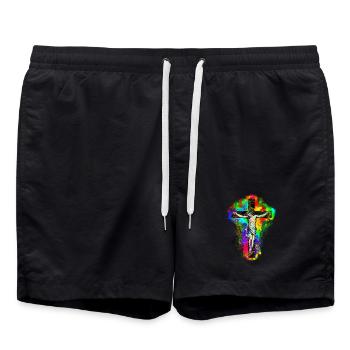 Croix de Jésus-Christ - Short de bain - noir - Devant - AI Model Male 185 light (185cm)