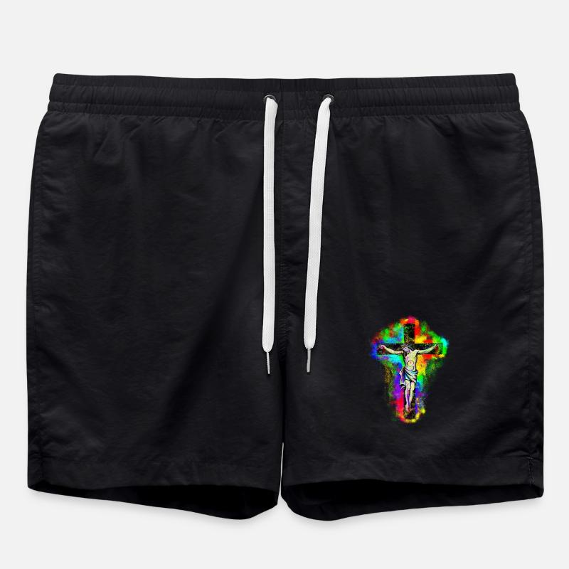 Jesus Christ Cross - Swim Trunks - black