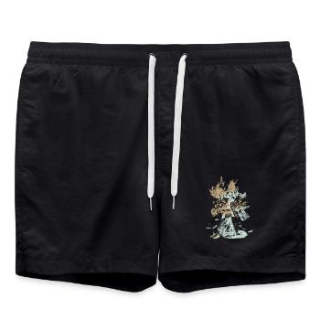 Vintage Flower Vase with Roses - Swim Trunks - black - Front - AI Model Male 185 light (185cm)