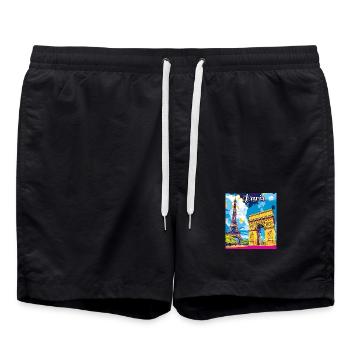 Monuments de la pop de Paris - Short de bain - noir - Devant - AI Model Male 185 light (185cm)