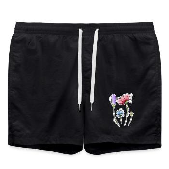 Blumen - Badeshorts - Schwarz - Vorne - AI Model Male 185 light (185cm)