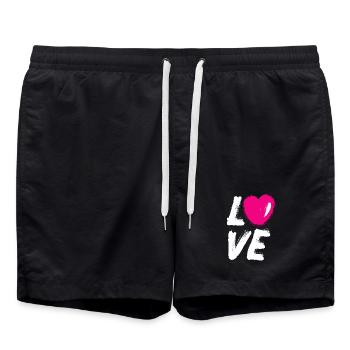 Love Love Heart Pink Wedding Comic Brush J’adore - Short de bain - noir - Devant - AI Model Male 185 light (185cm)