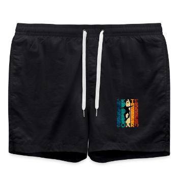 Silhouette de patineur sur un mur rétro coloré - Short de bain - noir - Devant - AI Model Male 185 light (185cm)