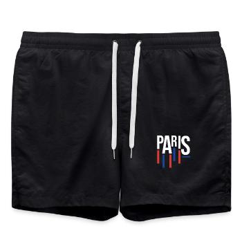 Blue Red Paris Souvenir - Tribute to France - Swim Trunks - black - Front - AI Model Male 185 light (185cm)