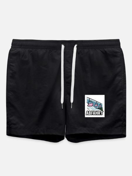 Ski lift and mountain motif with adventure charm - Swim Trunks - black