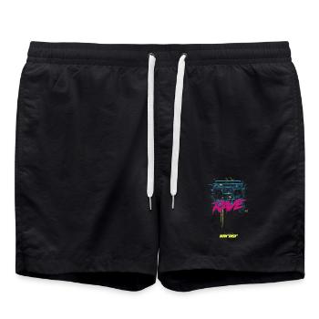 RAVE DAnce harder - Badeshorts - Schwarz - Vorne - AI Model Male 185 light (185cm)