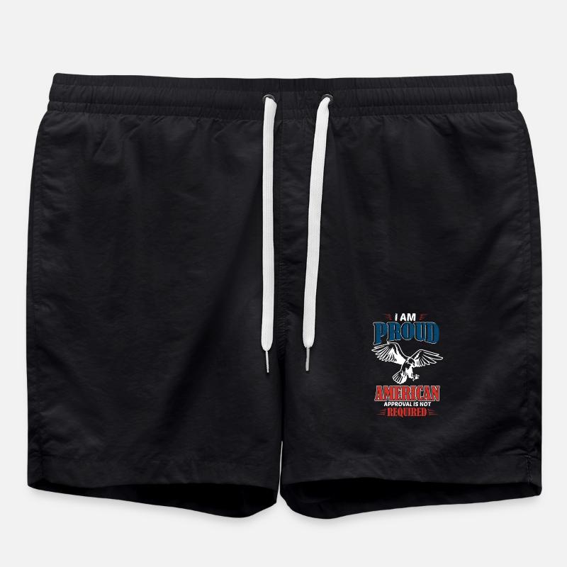 Proud American design with eagle - Swim Trunks - black
