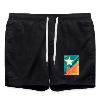 Motivierendes T-Shirt mit Stern und Regenbogen - Badeshorts - Schwarz - Vorne - AI Model Male 185 light (185cm)
