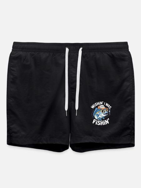 Humorvoller Fisch mit Surf-Accessoires - Badeshorts - Schwarz