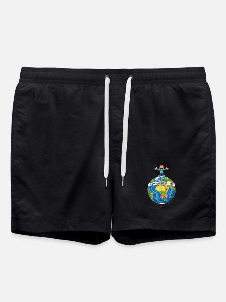 World map with joy and freedom of life - Swim Trunks - black