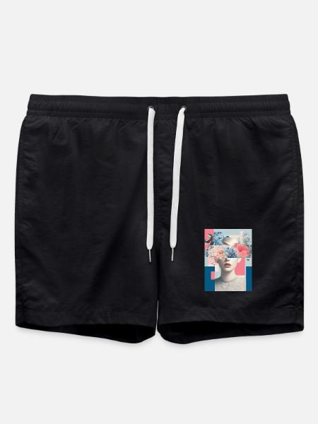 Abstract floral femininity - Swim Trunks - black