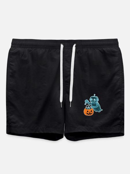 Spooky Minibot with Pumpkin Basket - Swim Trunks - black
