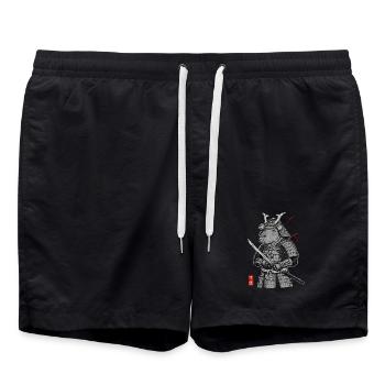 Otaku Cat Samurai  - Swim Trunks - black - Front - AI Model Male 185 light (185cm)