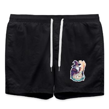 Old Wizard Magician – Unleash Your Inner Magic - Swim Trunks - black - Front - AI Model Male 185 light (185cm)