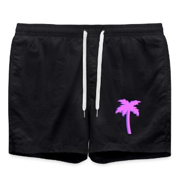 Dégradé de palmiers violets - Short de bain - noir - Devant - AI Model Male 185 light (185cm)
