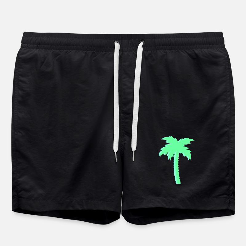 Mint palm tree in neon look - Swim Trunks - black