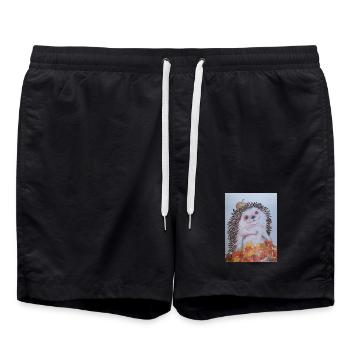 EG Hedgehog with Apple I Garden I Holiday I Autumn I Fun - Swim Trunks - black - Front - AI Model Male 185 light (185cm)