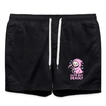 Mignon mais mortel - Pastel Grim Reaper Kawaii Design - Short de bain - noir - Devant - AI Model Male 185 light (185cm)