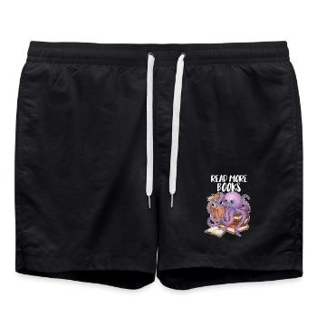 Reading Octopus in Stack of Books Book Gift - Swim Trunks - black - Front - AI Model Male 185 light (185cm)