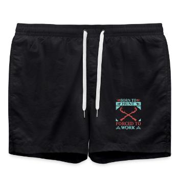 Né pour chasser, forcé de travailler - Short de bain - noir - Devant - AI Model Male 185 light (185cm)